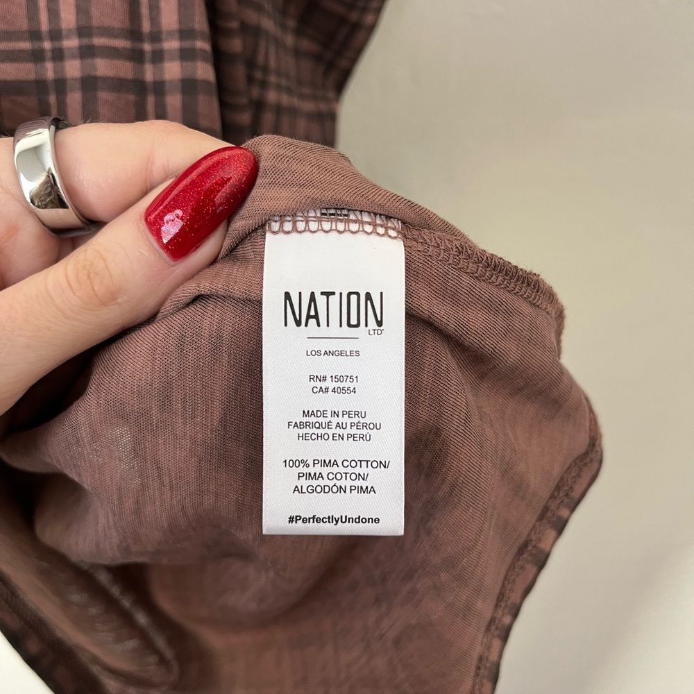 Nation LTD Romy Puff Long Sleeve Plaid Top Tartan Plaid Size Small - Picture 8 of 8